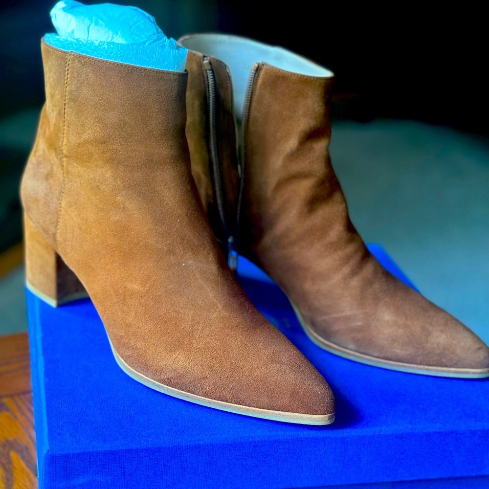 Stuart Weitzman Camel Suede Ankle Boot Size 9.5 - image 2